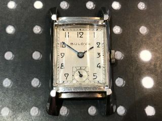 Vintage Bulova men ' s wristwatch art deco rare white gold filled 21 jewels 7AK 2