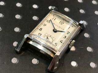 Vintage Bulova men ' s wristwatch art deco rare white gold filled 21 jewels 7AK 3