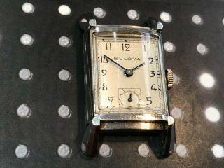 Vintage Bulova men ' s wristwatch art deco rare white gold filled 21 jewels 7AK 5