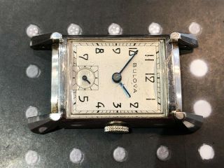 Vintage Bulova men ' s wristwatch art deco rare white gold filled 21 jewels 7AK 6