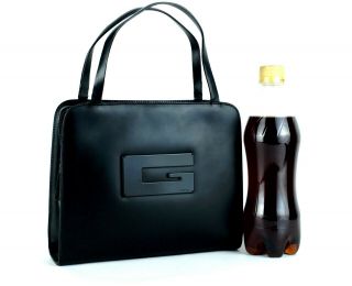 Authentic Gucci Vintage G Black Leather Small Hand Bag Purse Italy 000.  0812 2404