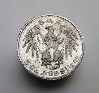 Rare Eagle Swiss Of America 5 Troy Oz.  999 Fine Silver Soa Rolo Round Vintage