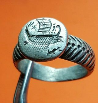 Legionary Ancient Silver Roman Ring (roman Galley)