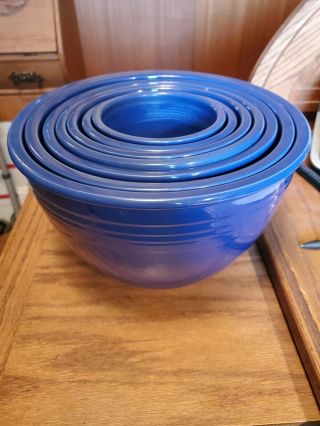 Vintage Fiestaware Cobalt Mixing Bowls,  Nesting Bowls