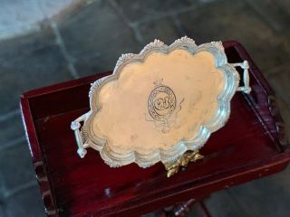 Miniature Dollhouse Artisan Obidiah Fisher RARE Handled Serving Tray STERLING 8