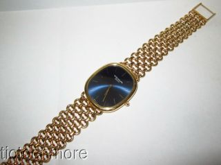 Vintage 18k Gold Patek Philippe Blue Dial Chain Bracelet Band Watch Mens 93g