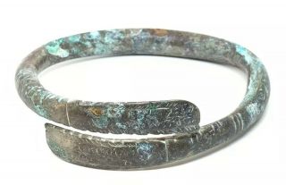 Ancient Viking Bronze Bracelet Really Rare Type Etched Detail