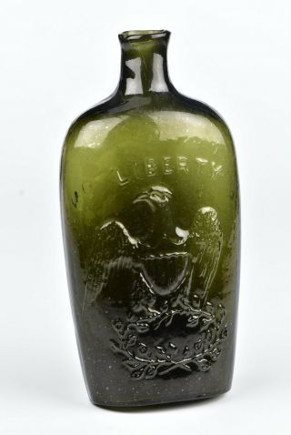 Antique Willington Glass Co.  Liberty Eagle Flask West Willington Conn 2