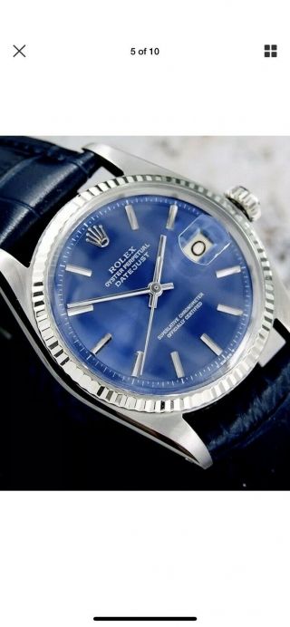 Authentic Rolex Oyster Perpetual Datejust Ref.  1601 Blue Dial Automatic Cal.  1570