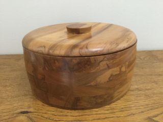 Vintage Round Wooden Box With Lid