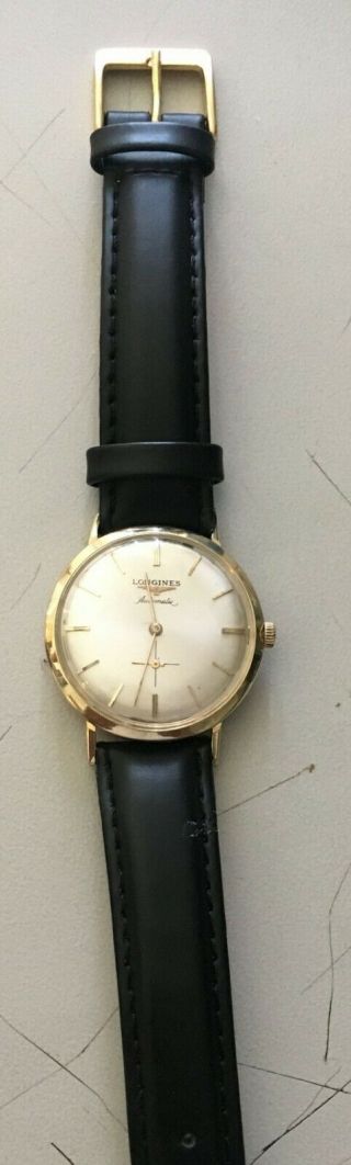 Vintage Longines Admiral 14k Gold 33mm Leather Swiss Automatic Wrist Watch