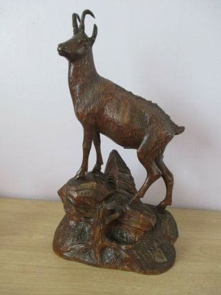 Large Black Forest Chamois Ibex Wood Carving Swiss