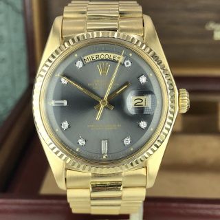 1976 Vintage Rolex Day Date 1803 Solid 18k Yellow Gold Rare Gray Diamond Dial