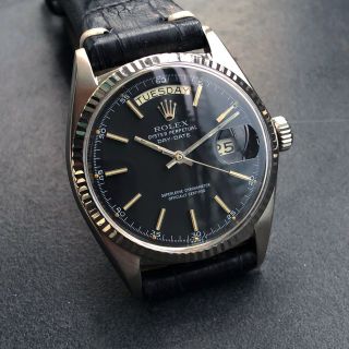 1967 Vintage Rolex Day Date 1803 Solid 18k White Gold Black Dial