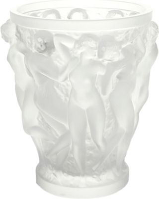 Large Vintage Lalique Crystal France Bacchantes Vase Signed Lalique France RARE 3