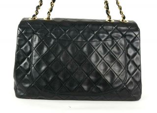 CHANEL Vintage Black Quilted Lambskin MAXI XL Logo Single Flap Bag GHW 4