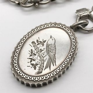 ANTIQUE VICTORIAN SOLID SILVER COLLAR AND PHOTO LOCKET PENDANT AND NECKLACE 3