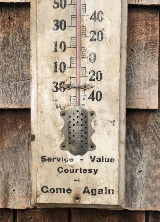 Antique Neighborhood Local Business Trolley Wooden Thermometer Sign 5