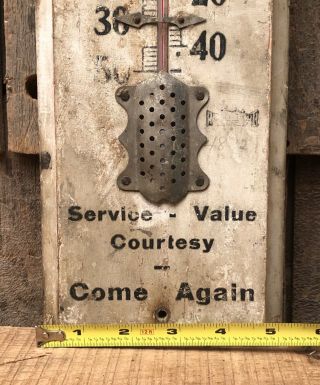 Antique Neighborhood Local Business Trolley Wooden Thermometer Sign 9