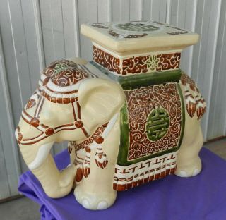 Ceramic Elephant Plant Stand / Table Garden Vintage Chinese
