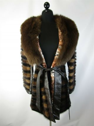 Vintage Rosendorf / Evans Chocolate Brown Real Mink Fur Tie Front Coat W Pockets