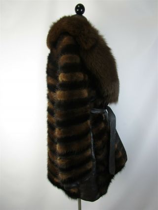 Vintage Rosendorf / Evans Chocolate Brown Real Mink Fur Tie Front Coat w Pockets 6