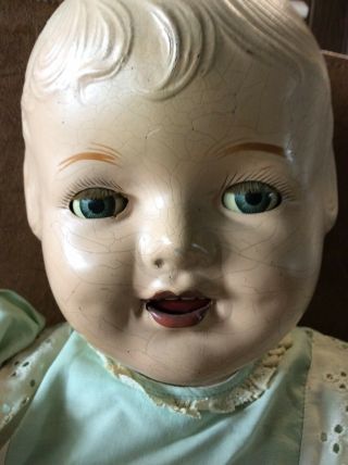 Antique Vintage Composition Phonograph Doll 30” Germany Reproducer 2
