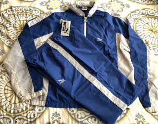 Vintage Savannah Puma Windbreaker Set Blue / Gray Size L (pants With Tags)