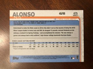 2019 Topps Series 2 475 PETE ALONSO RC Vintage Stock Mets 46/99 2