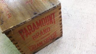 Vintage CHEESE CRATE WOODEN BOX PARAMOUNT BRAND has top and bottom 3