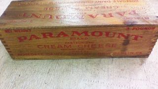 Vintage CHEESE CRATE WOODEN BOX PARAMOUNT BRAND has top and bottom 4