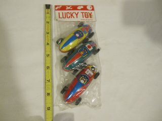 Vintage Lucky Tin Toys 3 Pack Race Cars