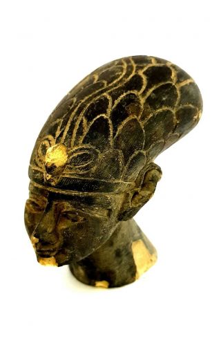 Rare Faience Egyptian Antique Akhenaten Egypt Art Bust Queen Nefertiti Pharaonic