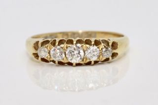 A Fantastic Antique Edwardian C1904 18ct Yellow Gold 0.  20ct 5 Stone Diamond Ring