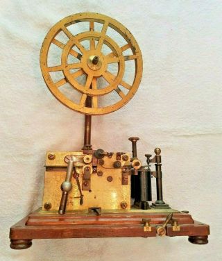 19th Century Vintage Signal Electric Printing Telegraph W/ Tape Wheel 1800 