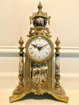 Vintage Ornate Imperial Clock Brass Bronze Made In Italy