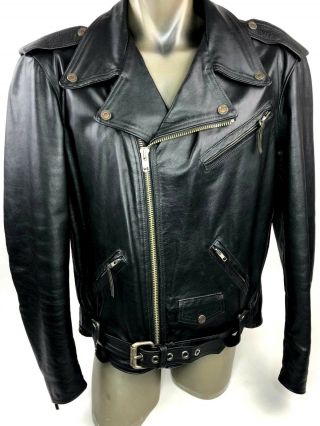 Vintage Harley Davidson Shovelhead Asymmetrical Leather Jacket Mens Xl Usa Made