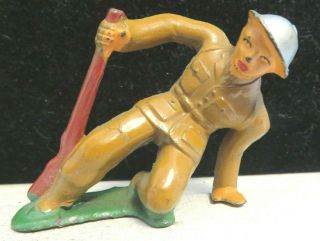 Vintage Barclay Lead Toy Soldier Falling With Rifle Cast Helmet B - 130 Paint