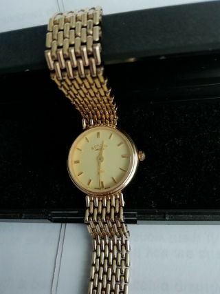 Swiss Ladies Rotary 9ct Gold Watch & Bracelet Birmingham Uk Hallmark Battery