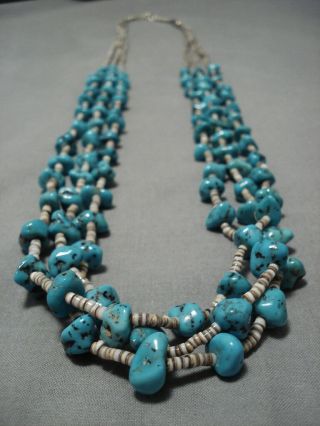 Vintage Navajo Turquoise Sterling Silver Native American Necklace Old