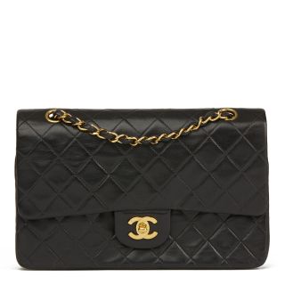 Chanel Black Quilted Lambskin Vintage Medium Classic Double Flap Bag Hb2664