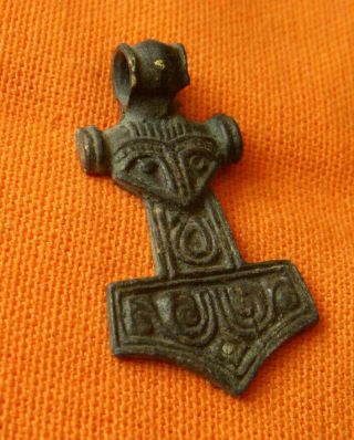 A 69.  Viking Style Bronze Amulet.  Hammer Of Thor.