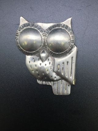 Vintage Spratling Of Mexico Taxco Owl Pin Brooch (249010)