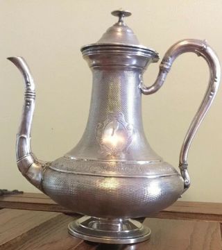 Antique Henri - Louis Chenailler 925 Silver Coffee Pot.  Minerva 925.  496 Grams