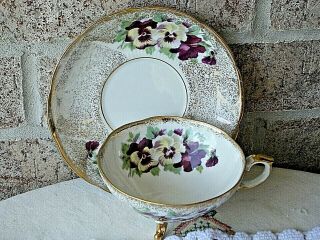 Vintage Royal Halsey Very Fine Gold Footed Cup and Saucer 3