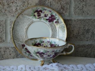 Vintage Royal Halsey Very Fine Gold Footed Cup and Saucer 5