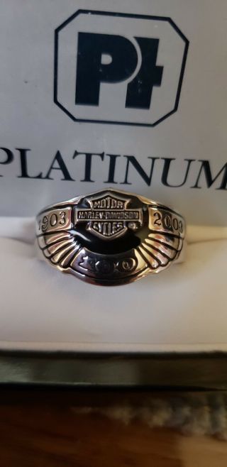 Rare 100th Ann Platinum Ring Harley Davidson 1 Of 10 By Stamper