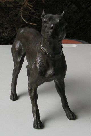 ANTIQUE LARGE METAL GREAT DANE FIGURINE 2