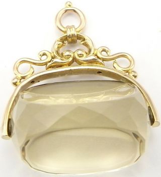 Large Antique 9carat Gold Swivel Watch Pendant Fob With Cairngorm Citrine Stone.
