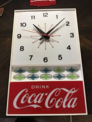 VINTAGE 1960`s DRINK COCA - COLA Lighted advertising clock Soda Sign 2